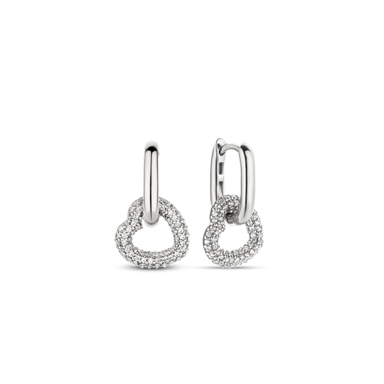 Milano Pavé Heart Earrings - Silver - 7918ZI