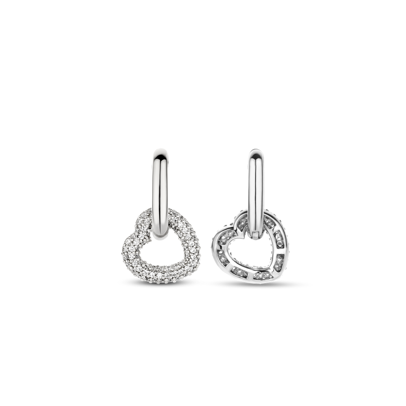 Milano Pavé Heart Earrings - Silver - 7918ZI