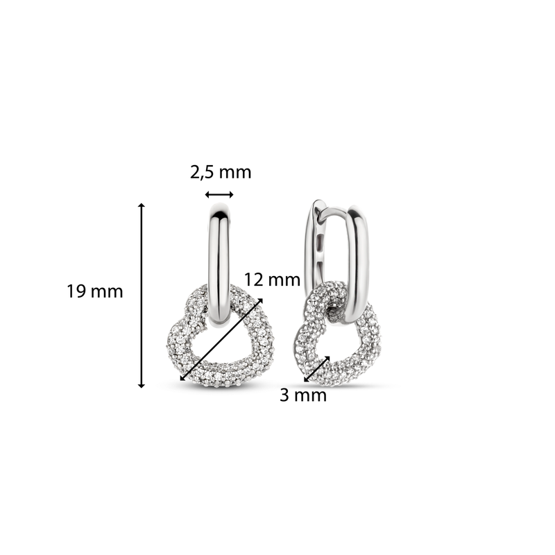Milano Pavé Heart Earrings - Silver - 7918ZI