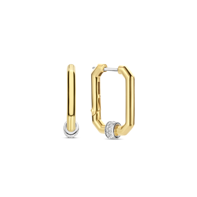 Milano Rectangular Hoop Earrings - Gold - 7919ZY