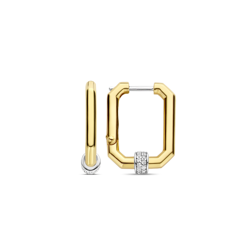 Milano Rectangular Hoop Earrings - Gold - 7919ZY