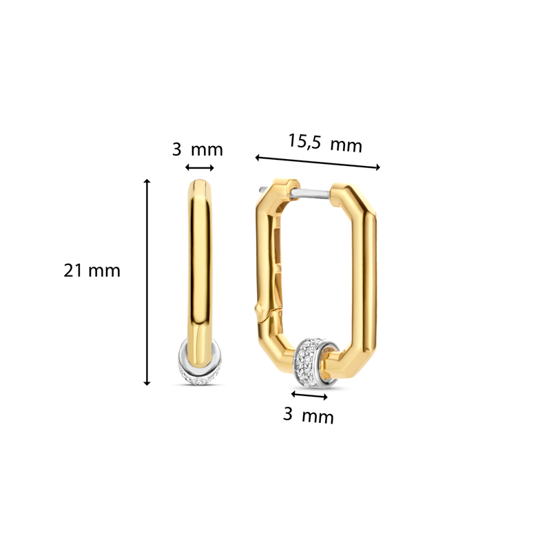 Milano Rectangular Hoop Earrings - Gold - 7919ZY