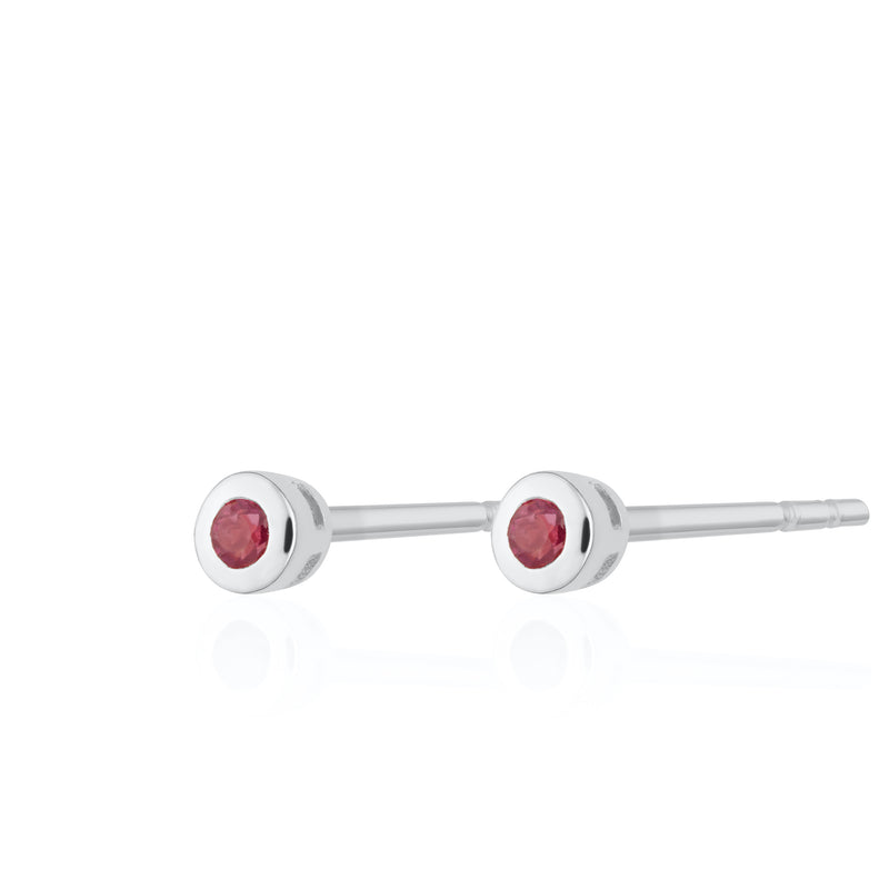 Teeny Tiny July Birthstone Stud Earrings - Silver/Ruby - SPSESBSRUB