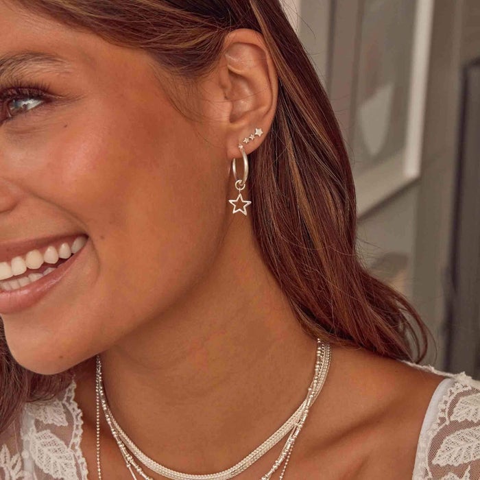 Shooting Star Cuff Earrings - Silver - SEST186