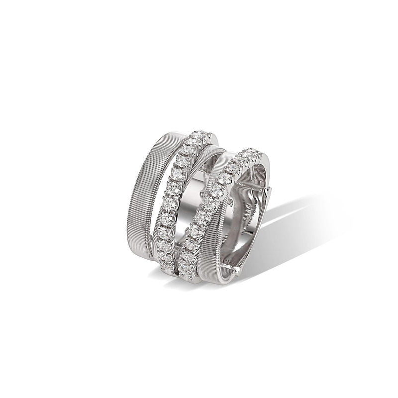 Masai Five Strand Diamond Ring, Size 56 - White Gold - AG331-B-W