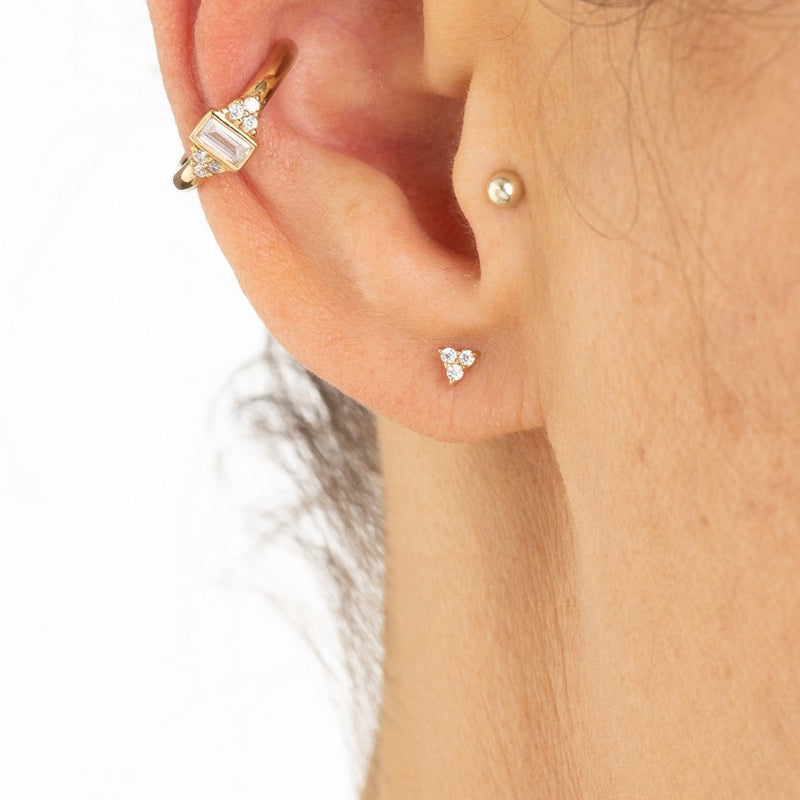 Audrey Huggie & Trinity Stud Earring Set - Silver - SPS-218-274