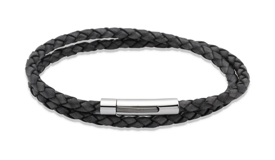 Leather Bracelet - Antique Black - 19cm - B171ABL/19CM