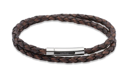 Leather Bracelet - Antique Dark Brown - 19cm - B171ADB/19CM