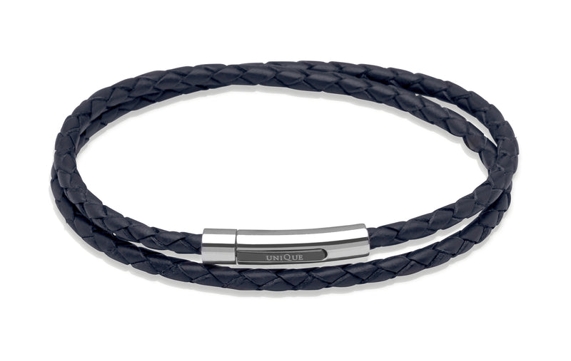 Leather Bracelet - Navy Blue - B171NV/21CM