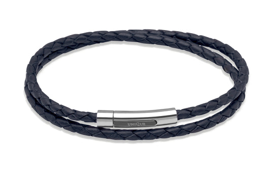 Leather Bracelet - Navy Blue - B171NV/21CM