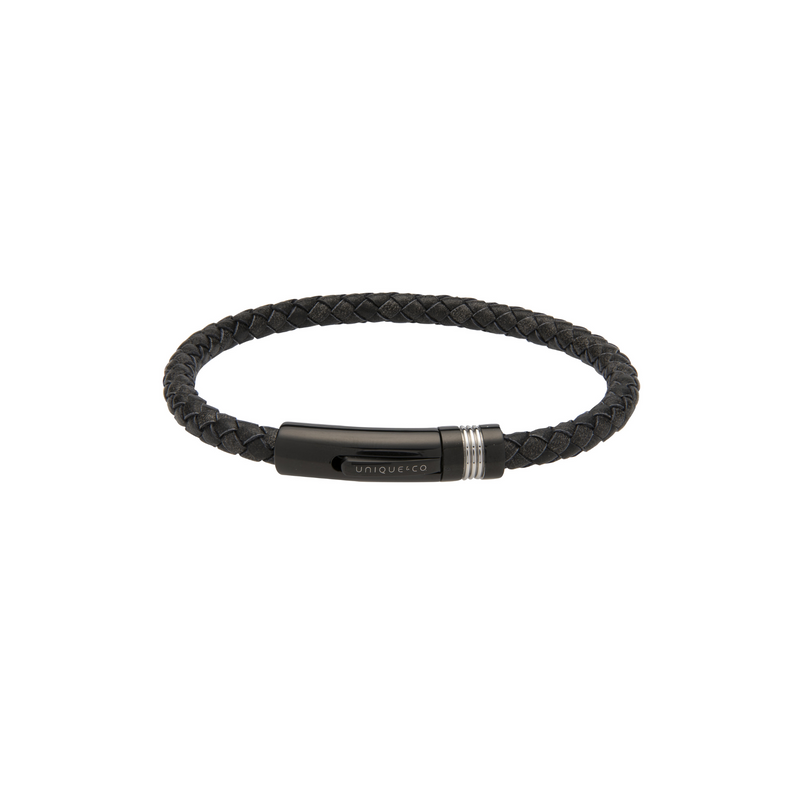 Antique Black Leather Bracelet - B432ABL/19CM