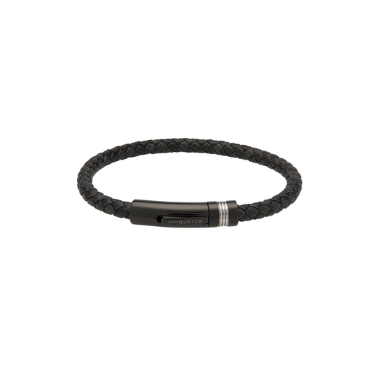 Antique Black Leather Bracelet - B432ABL/19CM
