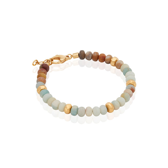 Amazonite Beaded Bracelet - Gold - BR10112-GAMAZ
