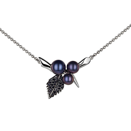 Blackthorn Triple Pearl Leaf Pendant - Silver - BT008.SSBKNOS