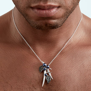 Blackthorn Drop Leaf Pearl Pendant - Silver - BT009.SSBKNOS