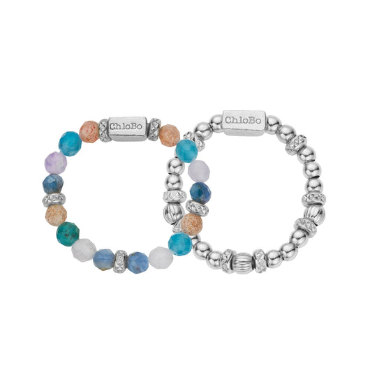 Beautiful Energy Set of 2 Rings, Medium - Silver - SRSET2SLKA