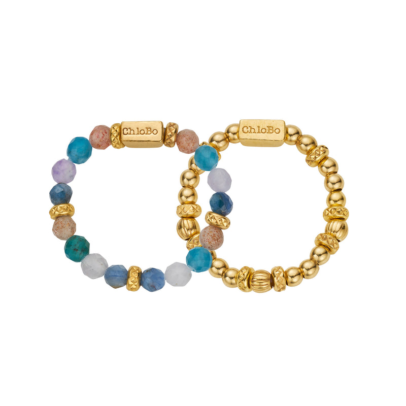 Beautiful Energy Set of 2 Rings, Medium - Gold - GRSET2SLKA