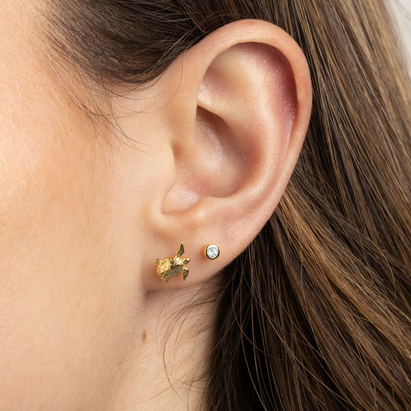 Teeny Tiny May Birthstone Stud Earrings - Silver/Emerald - SPSESBSEME