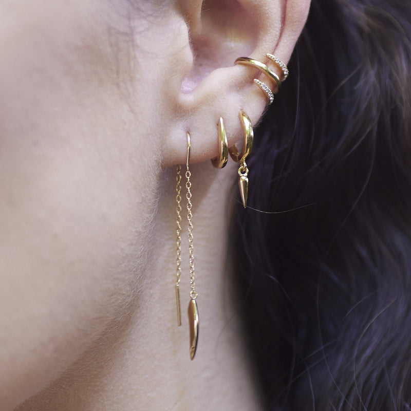 Claw Threader Earrings - Gold -SPG-68