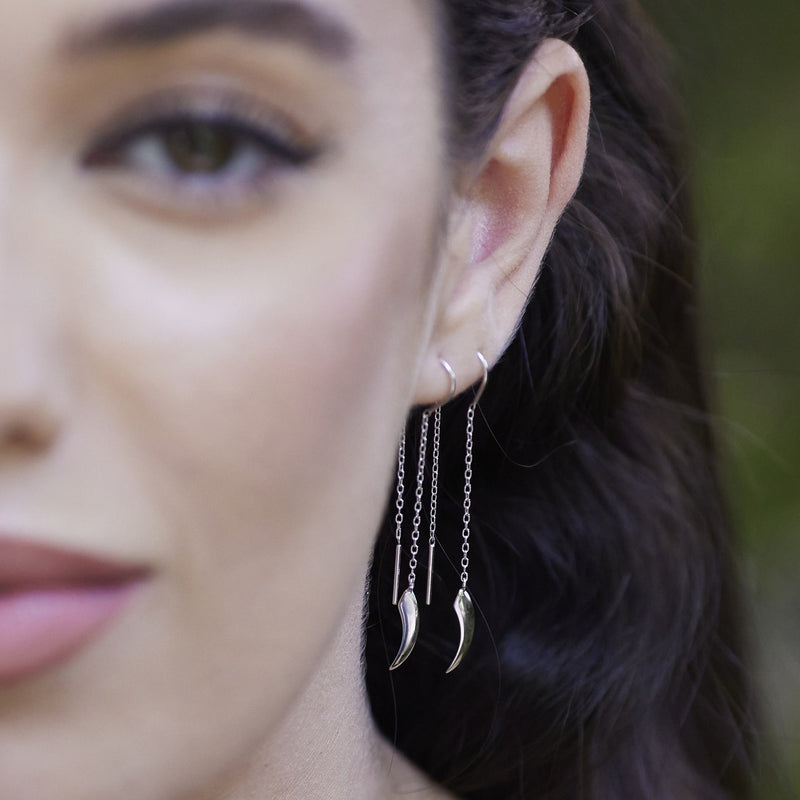 Claw Threader Earrings - Silver - SPS-68