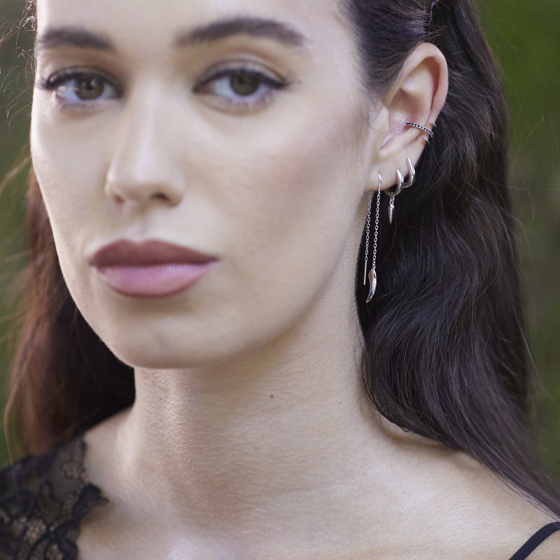 Claw Threader Earrings - Silver - SPS-68