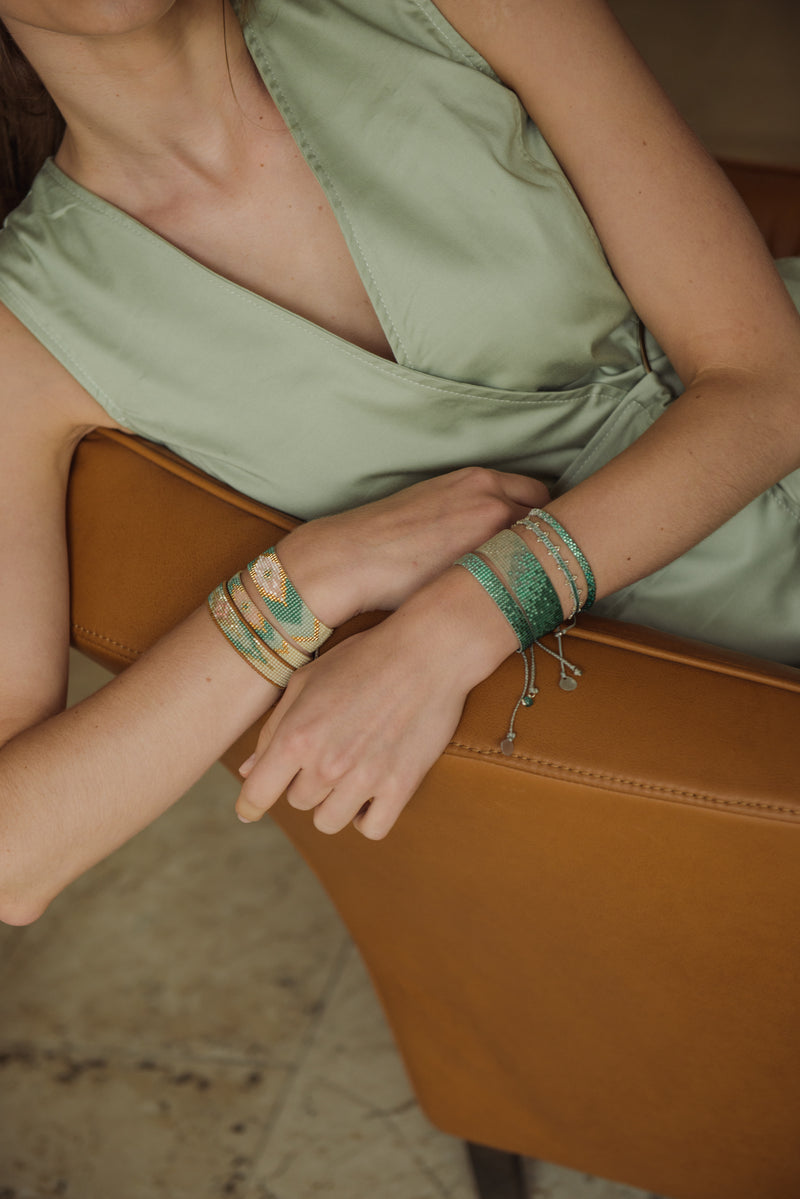 Peeky Bracelet - Green/Pale Pink - BE-S-11311