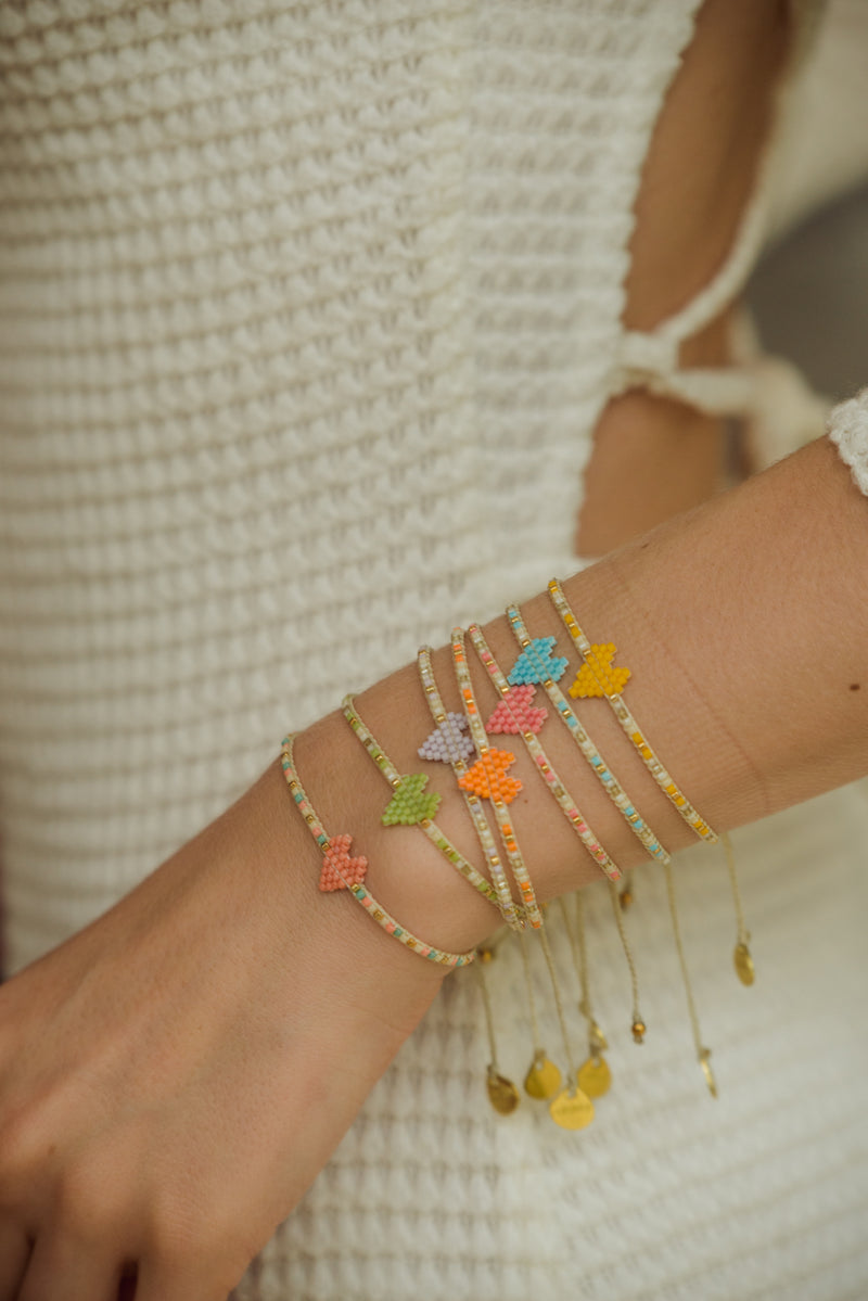 Heartsy Row Bracelet - Orange/Gold - BE-XS-11403