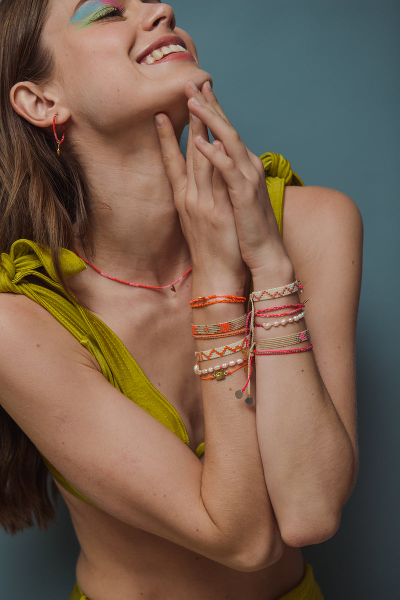 Neon Row Bracelet - Pink - B-BE-XS-11276