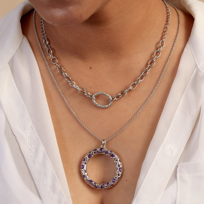 Ocean Loop Necklace - Silver - OC111