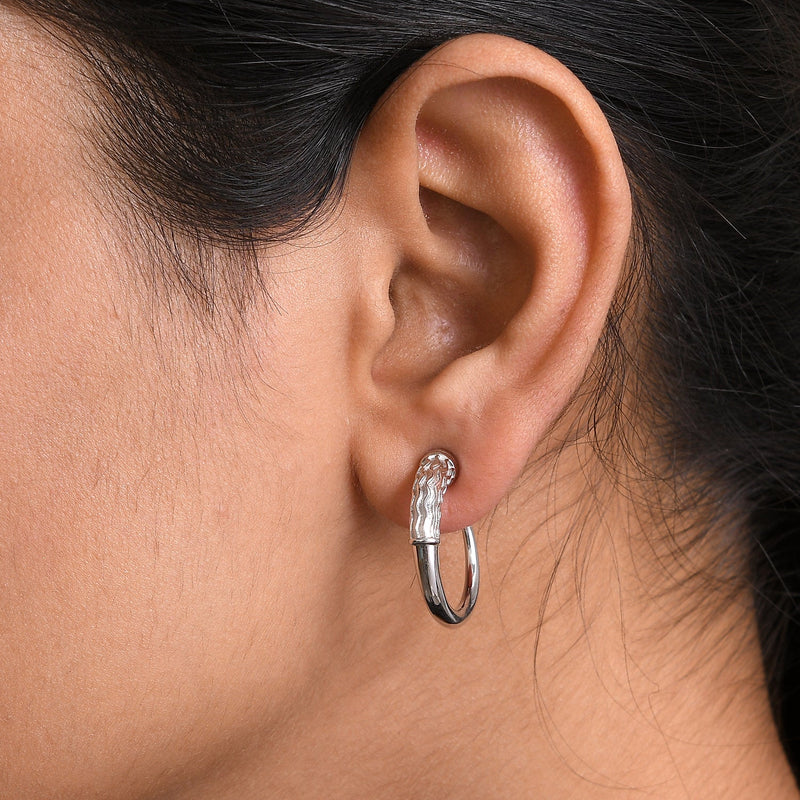 Cherish Zig Zag Hoop Earrings - Silver - CHR400-SV