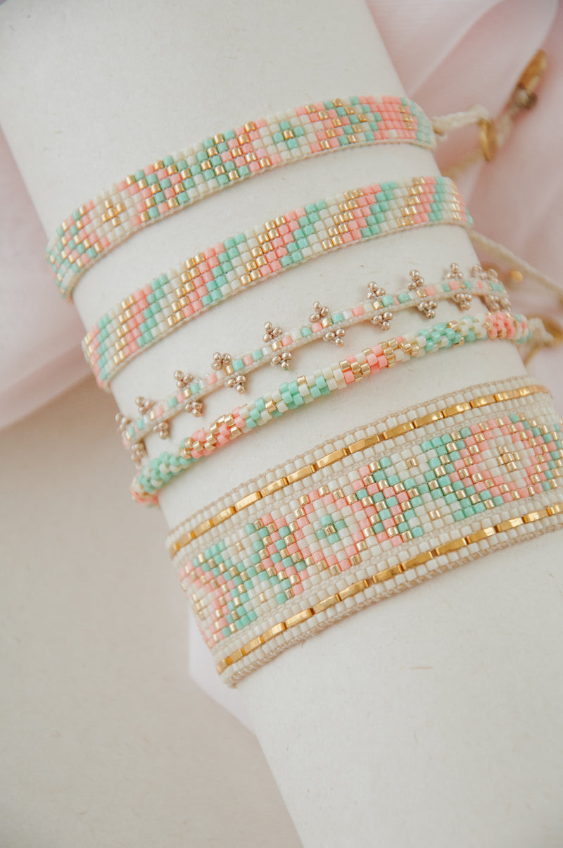 Shanty Bracelet - Pale Pink/Green - BE-XS-11222