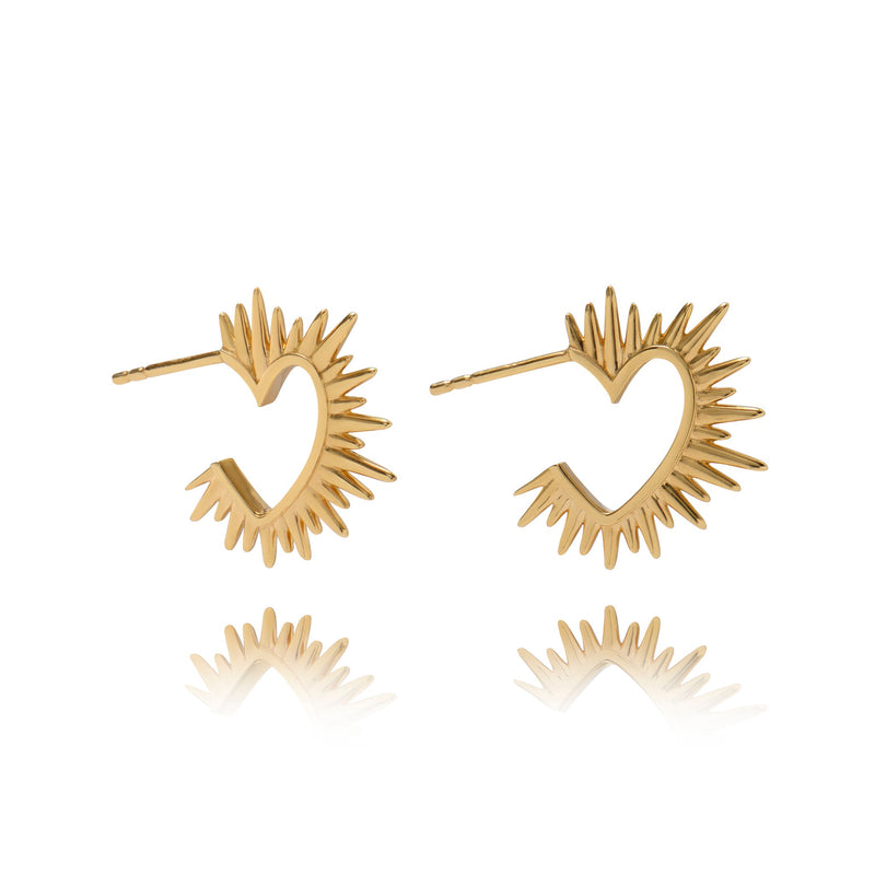 Electric Love Heart Hoop Earrings - Gold - EGHE2GP