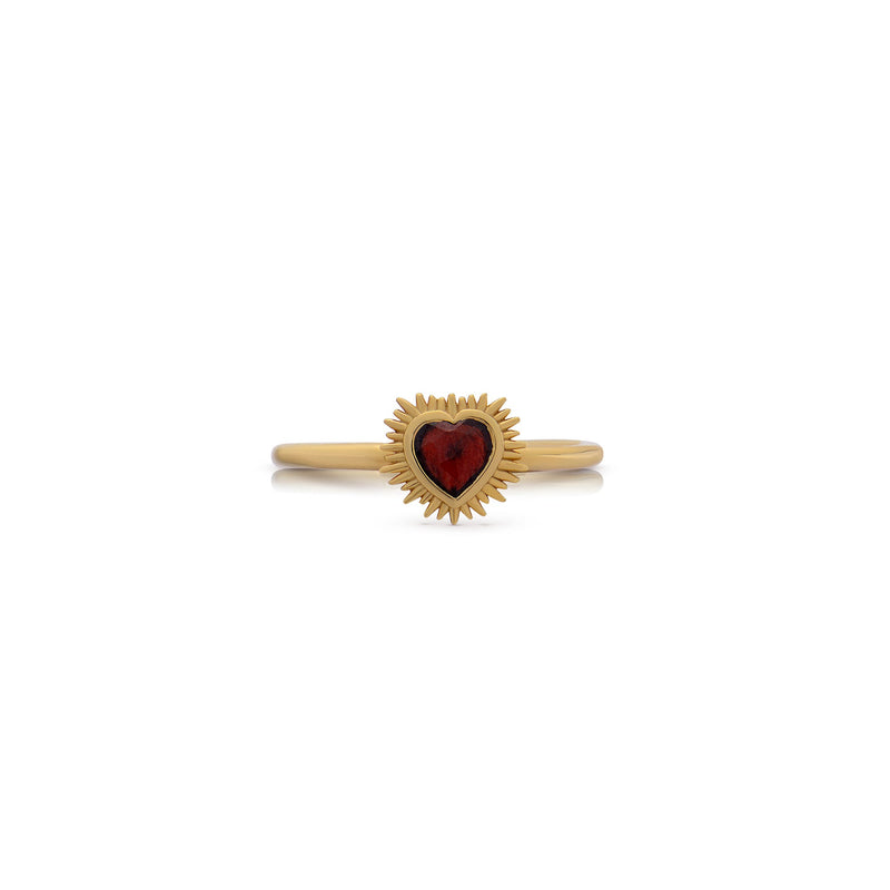 Electric Love Mini Garnet Heart Ring - Gold - EGHR2GAGP