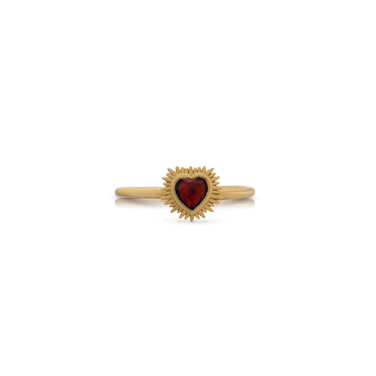 Electric Love Mini Garnet Heart Ring - Gold - EGHR2GAGP