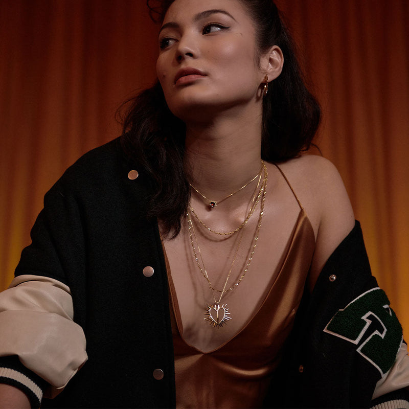 Electric Love Statement Heart Necklace - Gold - EGHN2GP