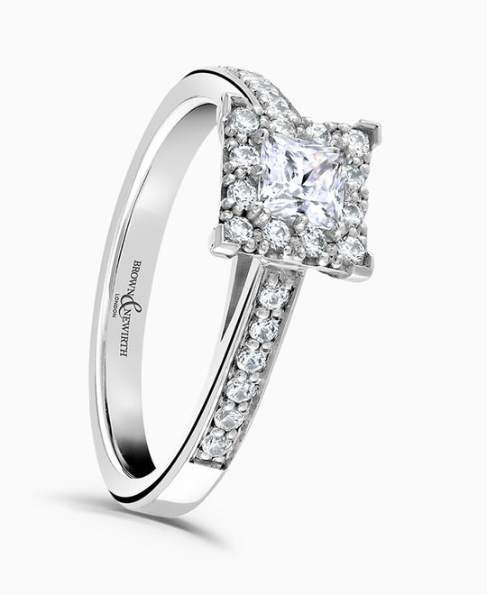 Alchemy Princess Cut Diamond Halo Engagement Ring - 0.36ct