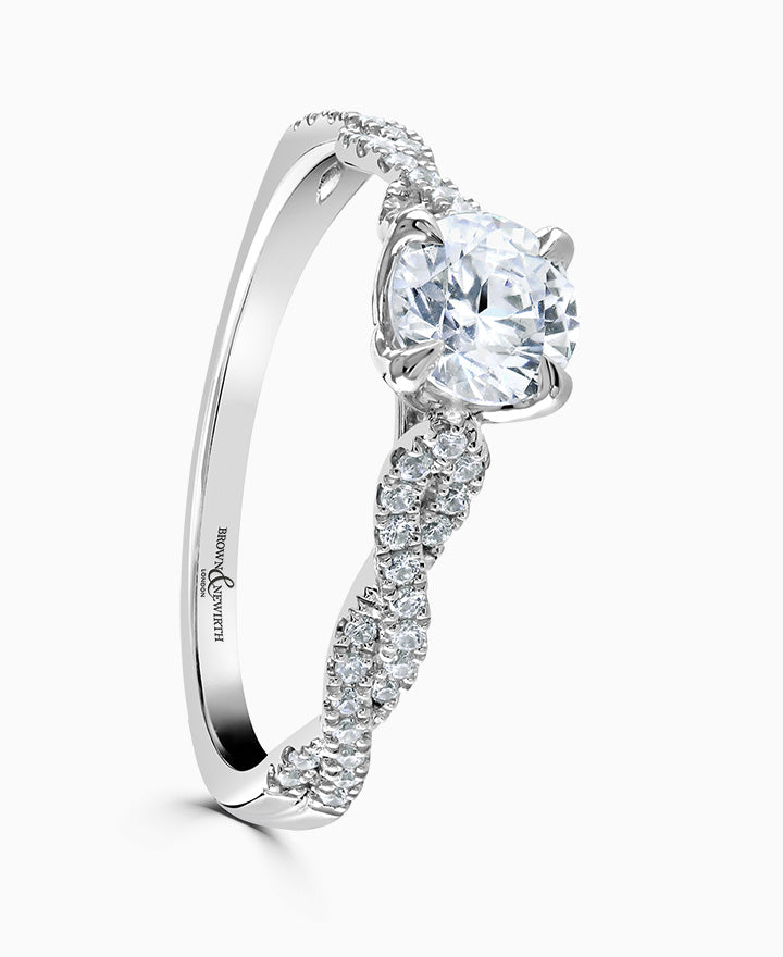 Zahara Platinum Round Brilliant Cut Diamond Engagement Ring - 0.87ct