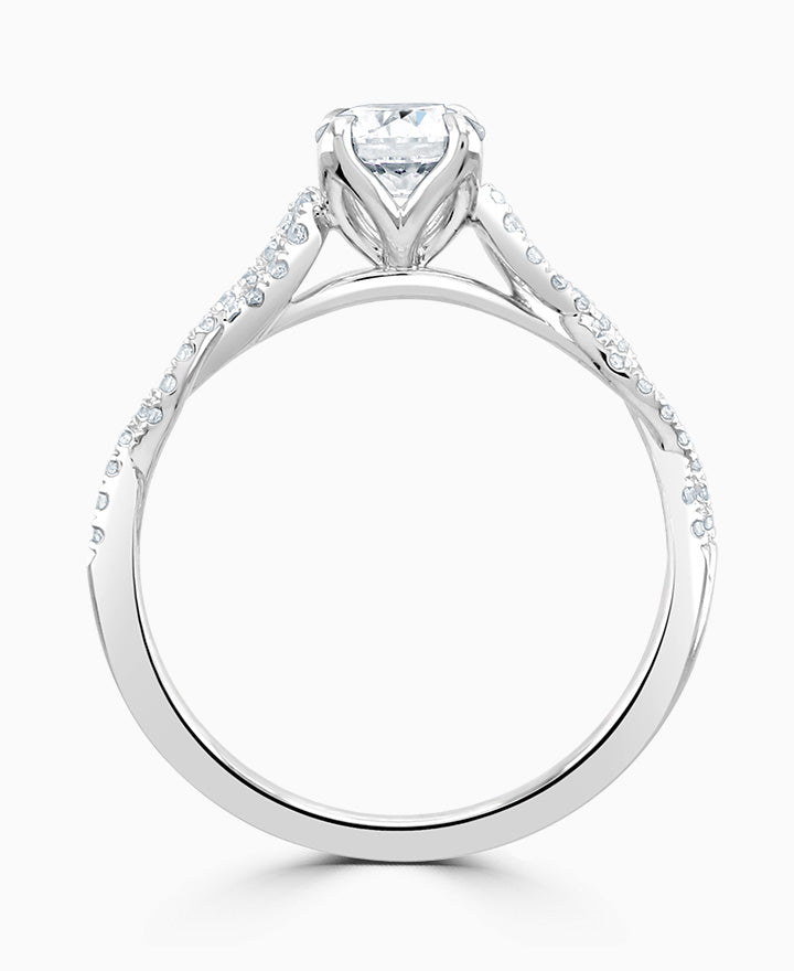 Zahara Platinum Round Brilliant Cut Diamond Engagement Ring - 0.87ct