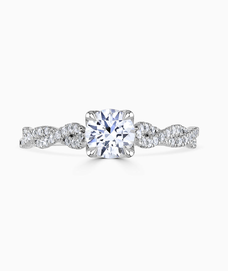 Zahara Platinum Round Brilliant Cut Diamond Engagement Ring - 0.87ct
