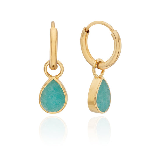 Amazonite Drop Charm Earrings - Gold - ER10395-GAMAZ
