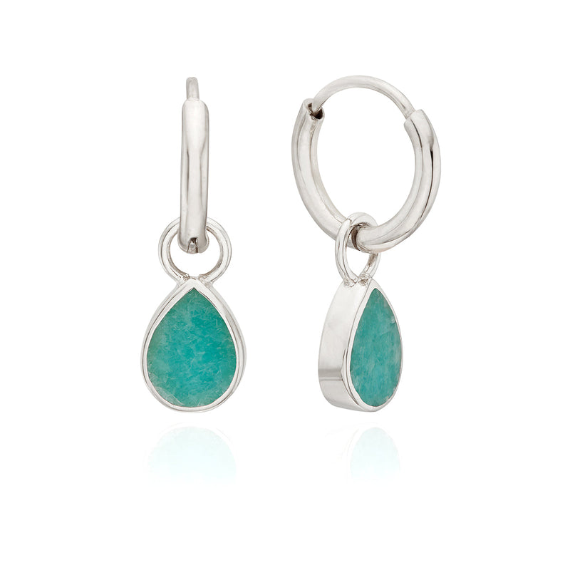 Amazonite Drop Charm Earrings - Silver - ER10395-SAMAZ