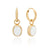 White Agate Oval Charm Earrings - Gold - ER10396-GWHA