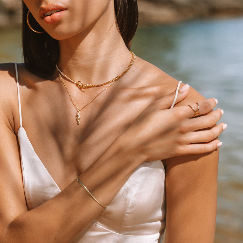 Flat Snake Chain Bracelet - Silver - SPS-310