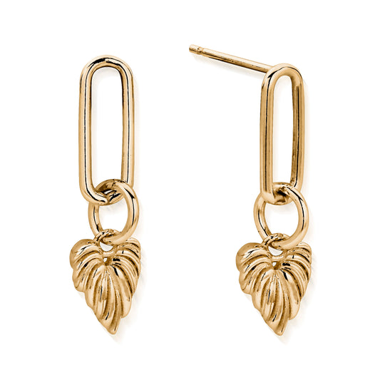 Leaf Heart Link Earrings - Gold - GEL3241