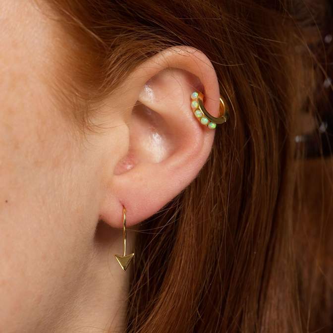 Opal Huggie Hoop Earrings - Gold - SPEGS108-WHITE