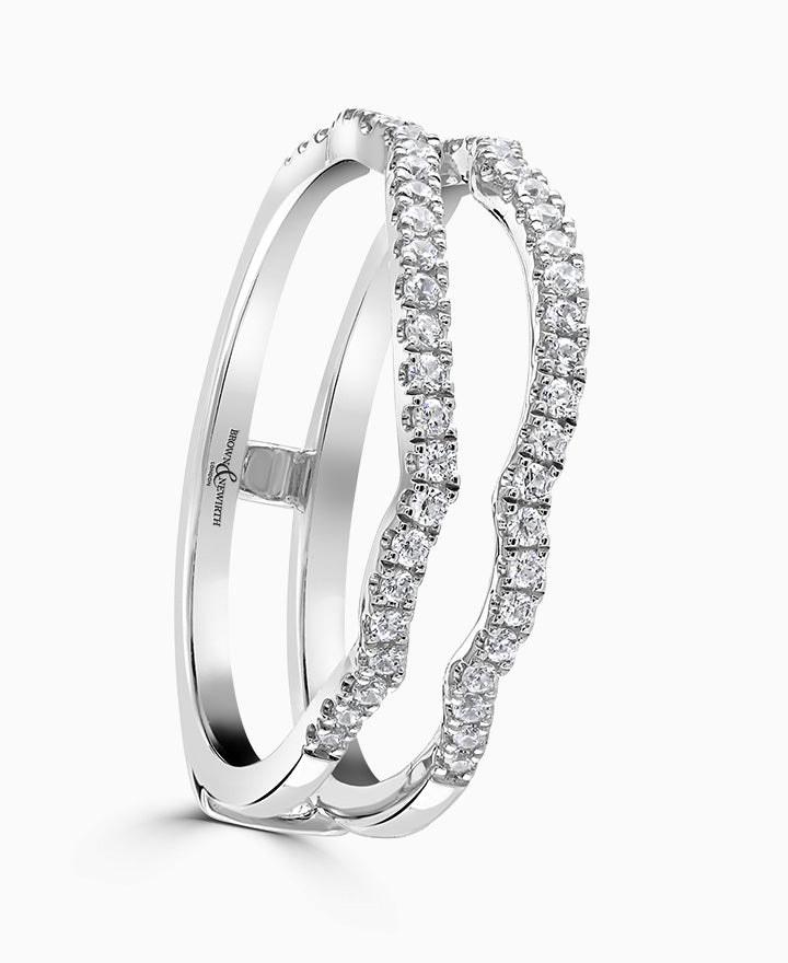 Zahara Platinum Diamond Cuff Wedding Ring - 0.28ct