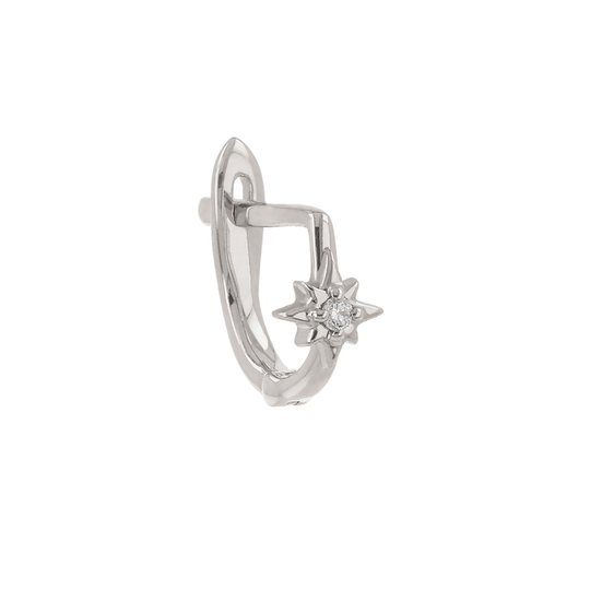 Petite Diamond Star Huggie Hoop - White Gold - HG-PET-STR-WG
