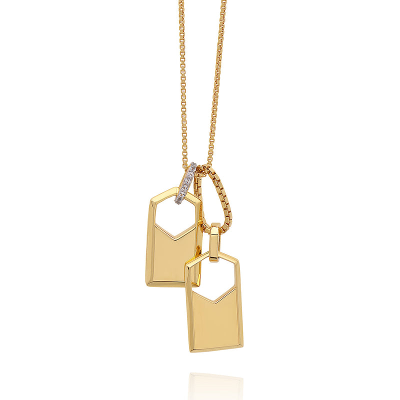 Personalised Duo ID Necklace - Gold - IDN3GP