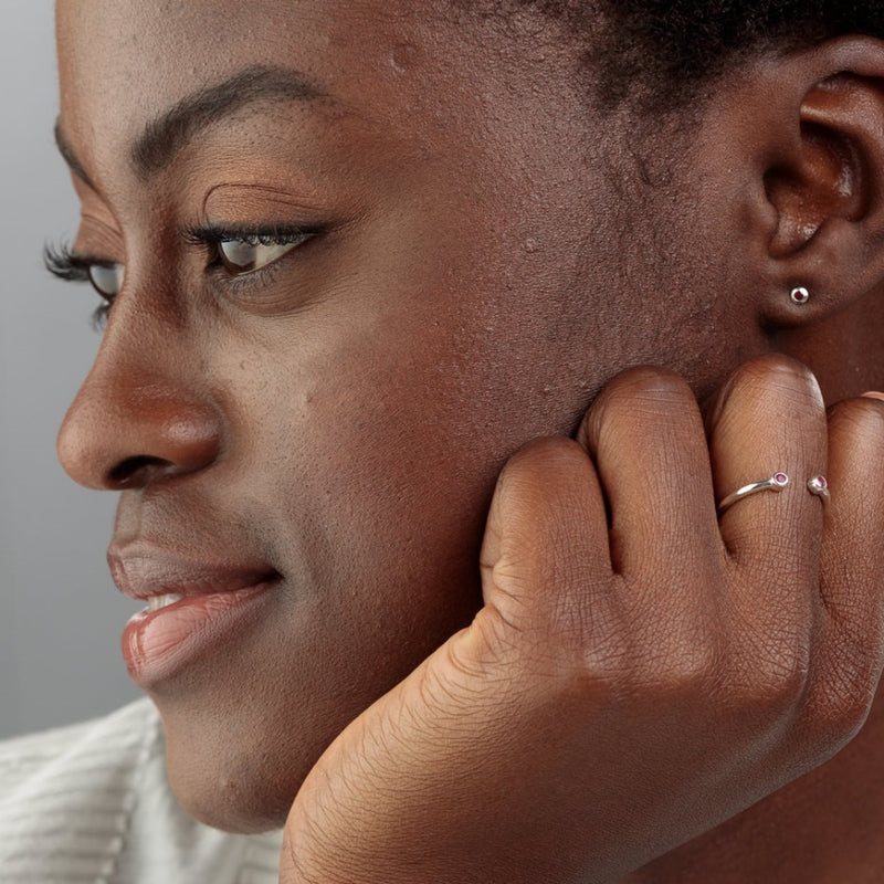 Teeny Tiny July Birthstone Stud Earrings - Silver/Ruby - SPSESBSRUB