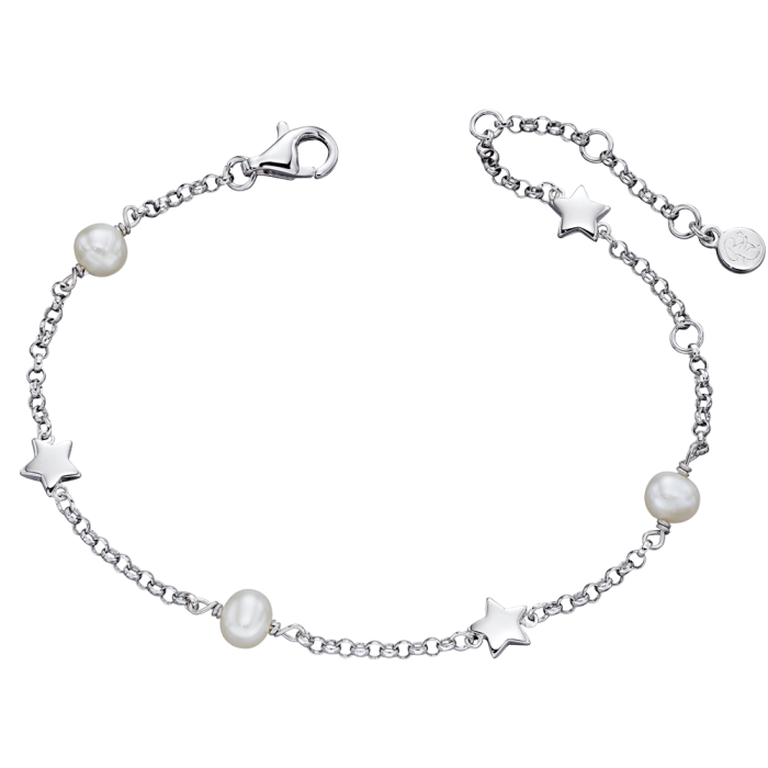 Anja Children's Pearl & Star Bracelet - Silver - LSB0038